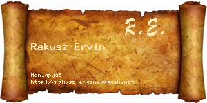 Rakusz Ervin névjegykártya